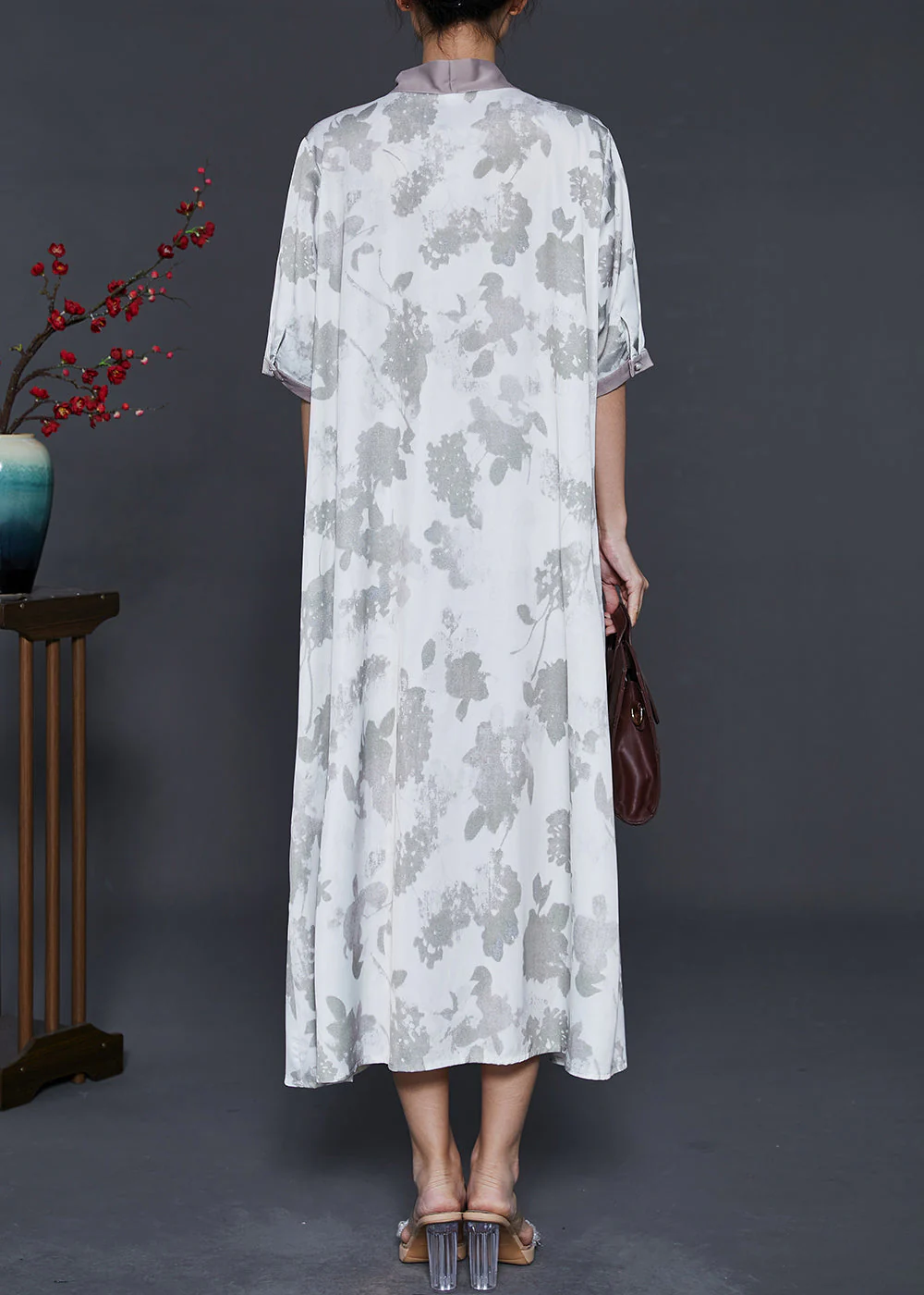 Boho Colorblock Oversized Patchwork Silk Dress Summer - Image 4