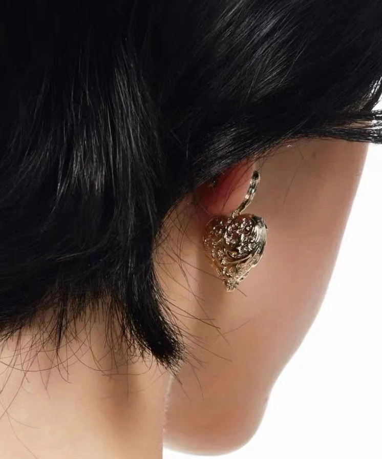 Boho Gold Copper Love Stud Earrings - Image 5