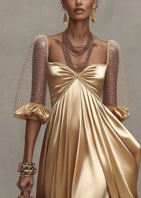 Boho Golden Exra Large Hem Patchwork Tulle Maxi Dresses Summer - Image 2