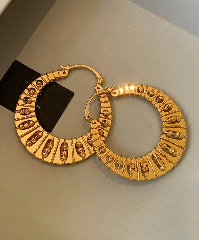 Boho Golden Hollow Out High Quality Metal Hoop Earrings