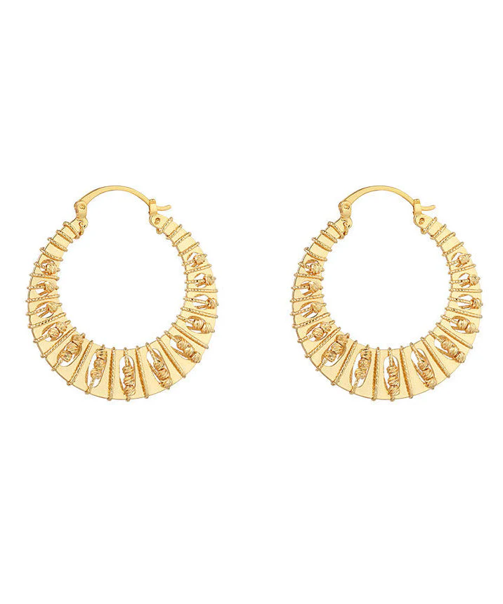 Boho Golden Hollow Out High Quality Metal Hoop Earrings - Image 5