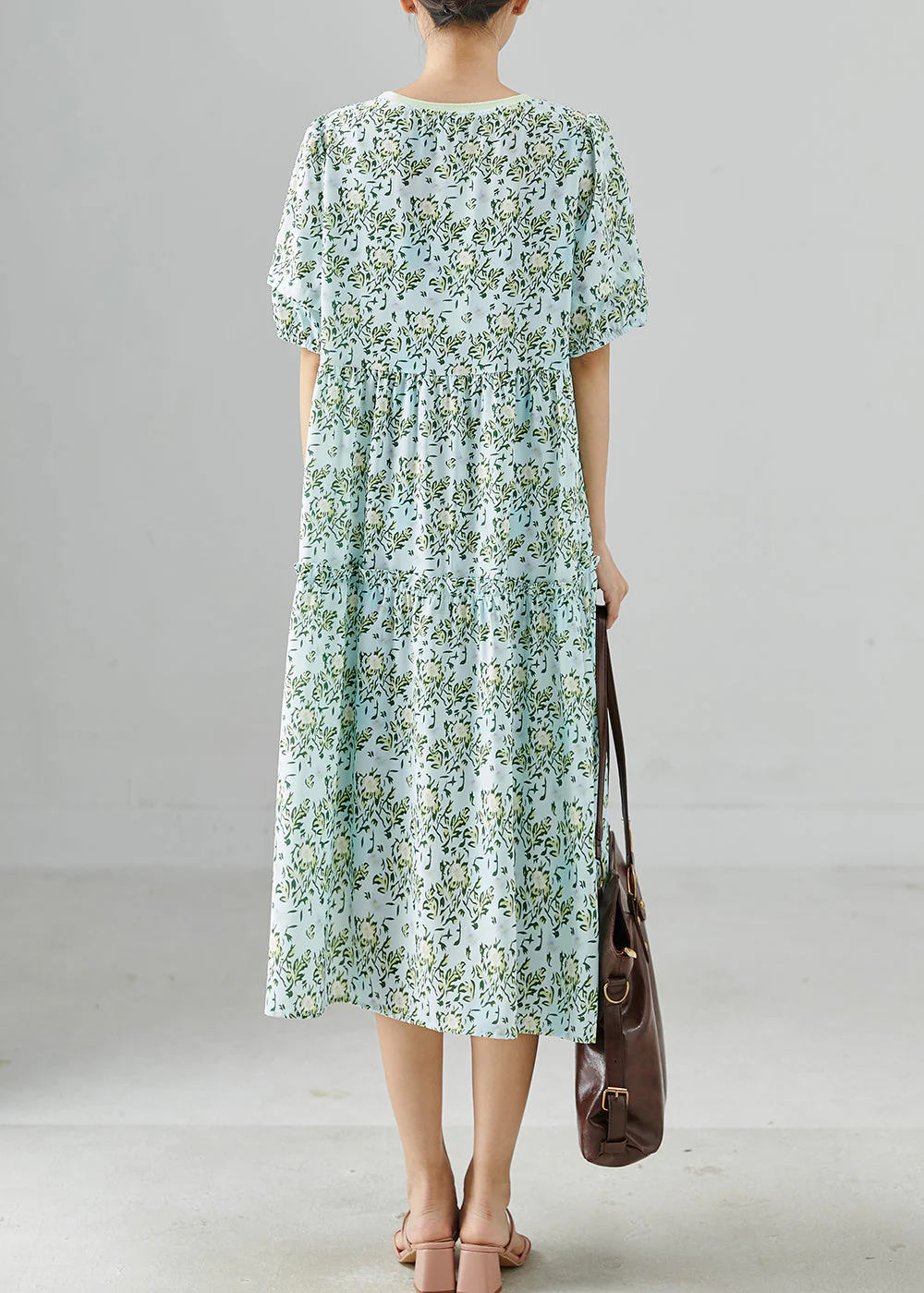 Boho Green Oversized Print Chiffon Vacation Dresses Summer - Image 4