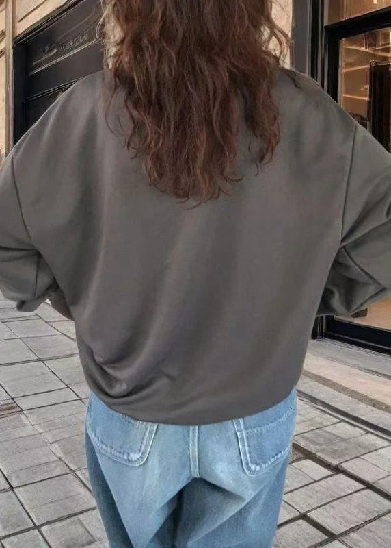 Boho Grey Oversized Hollow Out Cotton Pullover Streetwear Spring - Image 4