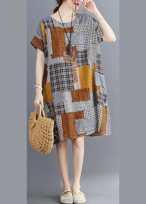Boho Khaki Oversized Print Cotton Dresses Summer - Image 4