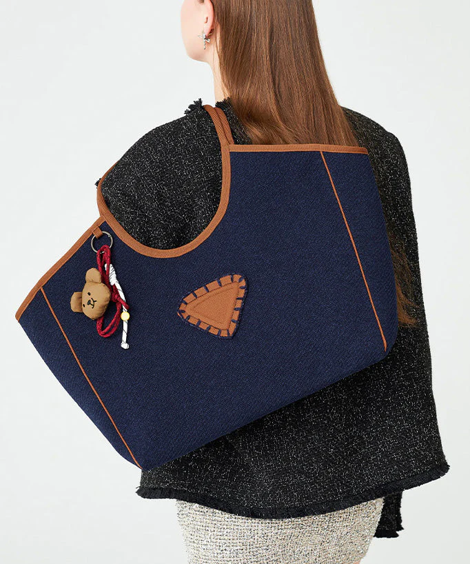 Boho Navy Large Capacity Patchwork Cotton Shoulder Bags