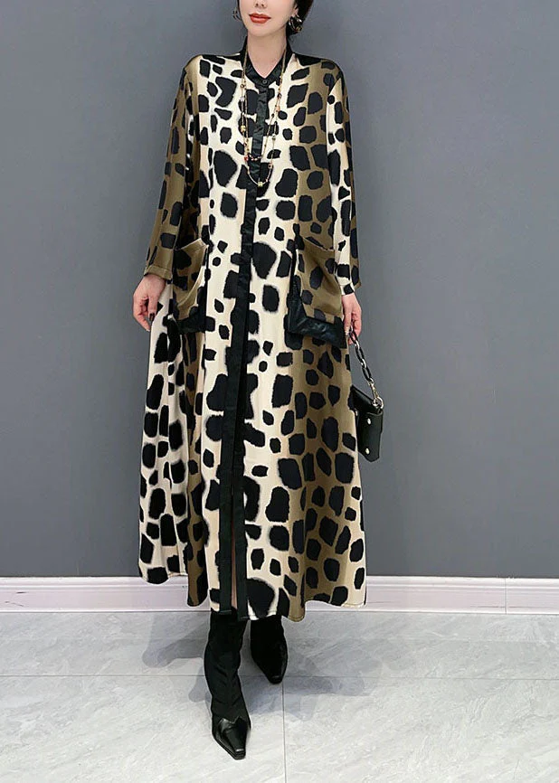 Boho Oversized Leopard Print Silk Long Dress Spring - Image 2