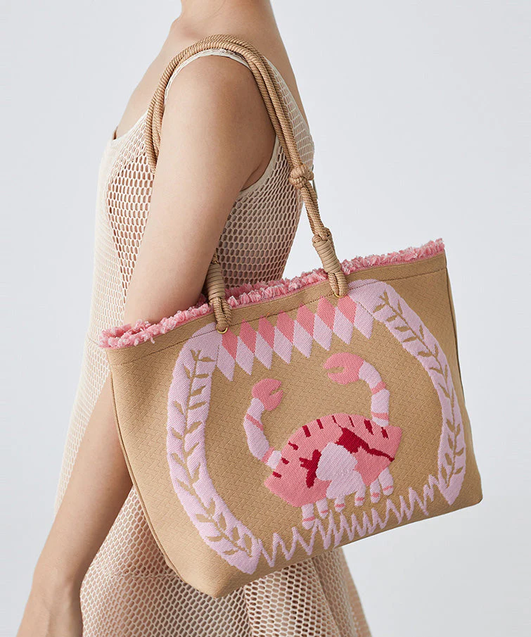 Boho Pink Jacquard Patchwork Ruffled Cotton Shoulder Handbag