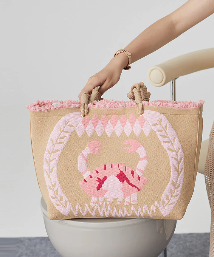 Boho Pink Jacquard Patchwork Ruffled Cotton Shoulder Handbag - Image 5