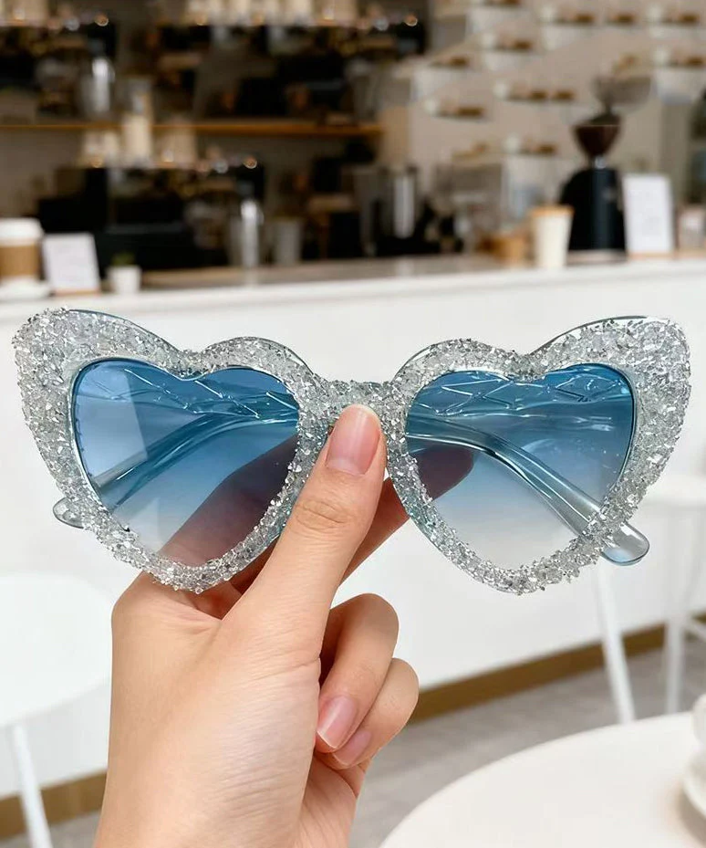 Boho Red Metal Zircon Heart-Shape Sunglasses - Image 5