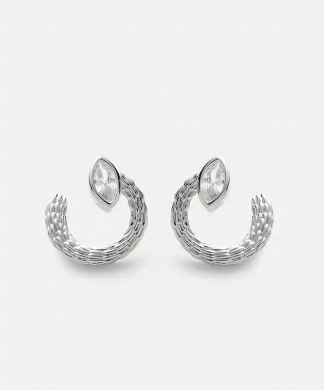Boho Silk Copper Silver-Plated Hoop Earrings - Image 2