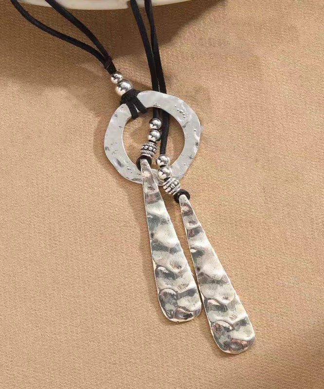 Boho Silk Leather Alloy Pendant Necklace - Image 2