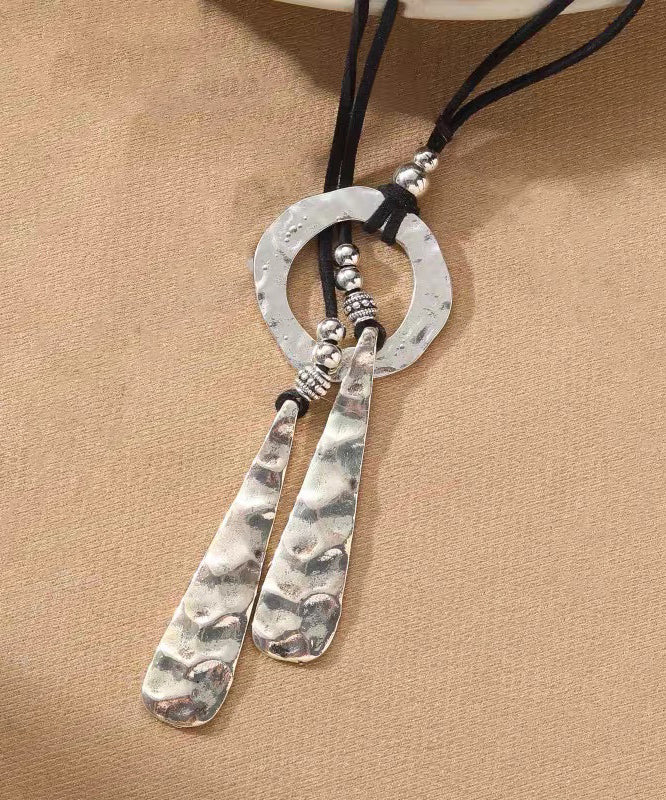 Boho Silk Leather Alloy Pendant Necklace - Image 4