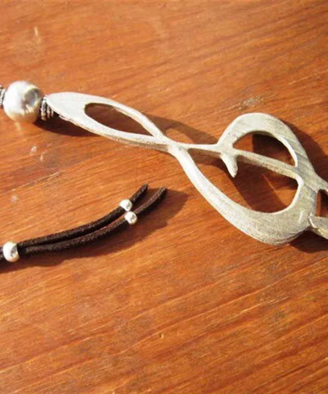 Boho Silver Alloy Leather Pearl European American Pendant Necklace - Image 3