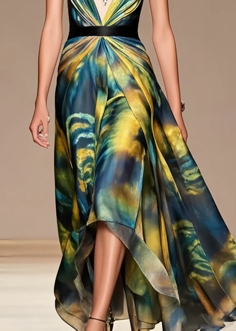 Boho Tie Dye Exra Large Hem Chiffon Beach Dress Summer - Image 4
