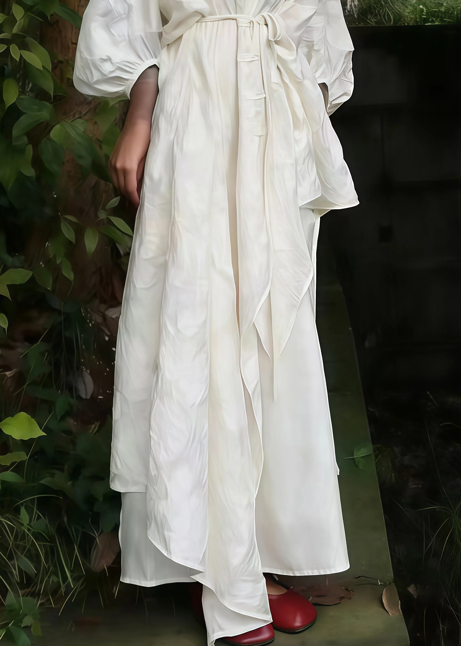 Boho White Oversized Jacquard Cotton Cardigan And Long Dress 2 Piece Outfit Spring - Image 4