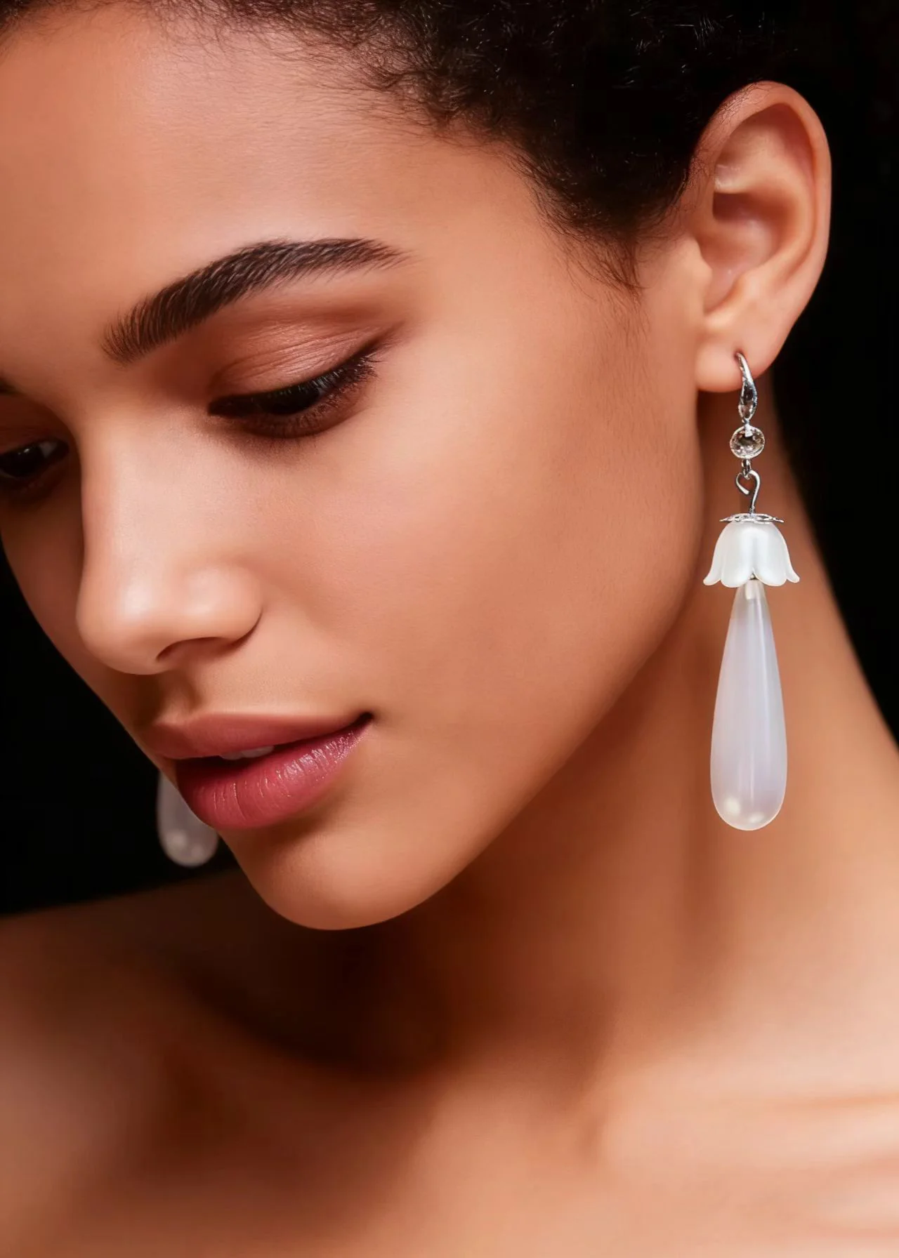 Boho White Water Droplet Pearl Drop Earrings - Image 2