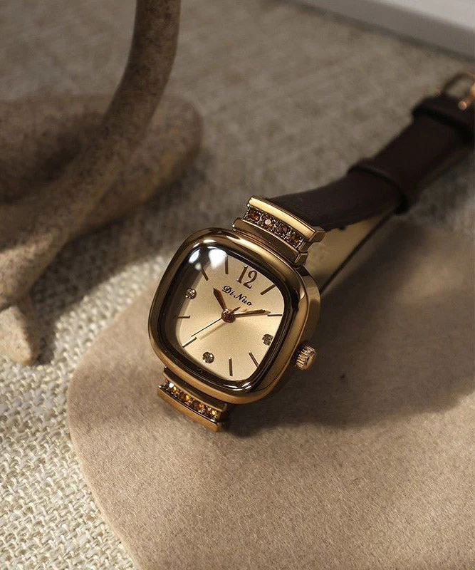 Boutique Alloy Patchwork Leather Quartz Movement Tempered Glass Watches - Image 3