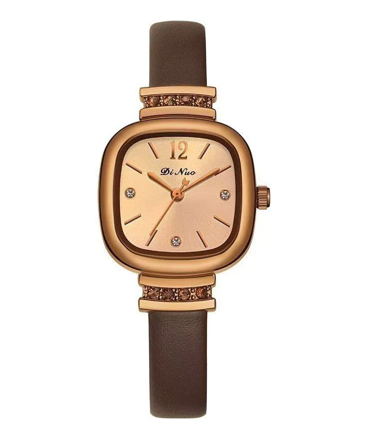 Boutique Alloy Patchwork Leather Quartz Movement Tempered Glass Watches - Image 5