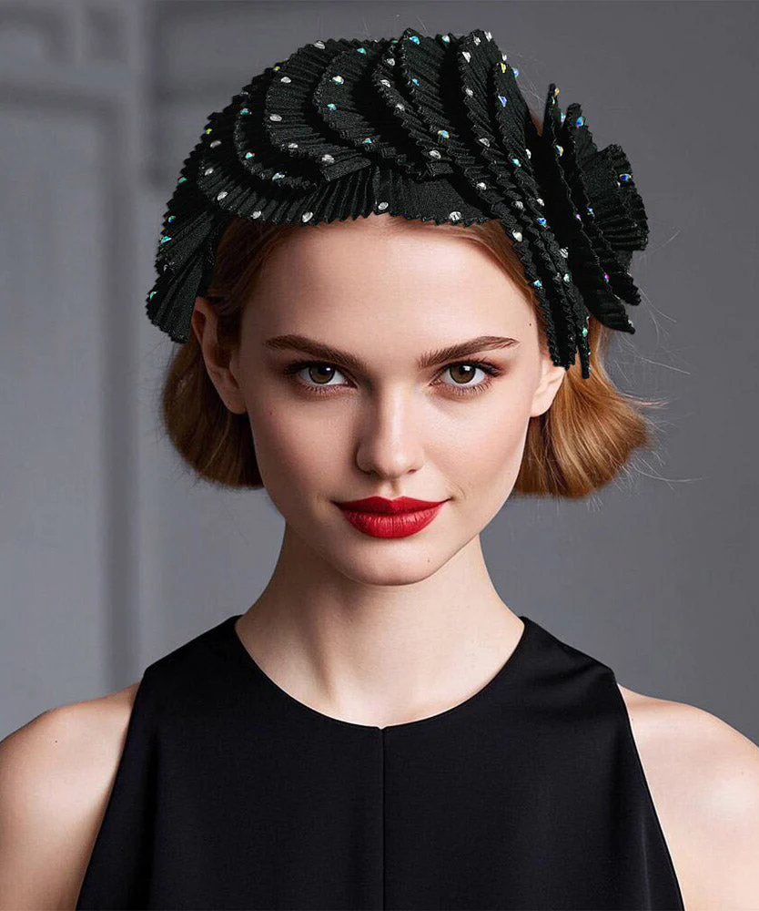 Boutique Black Acrylic Zircon Flora HairPiece - Image 3
