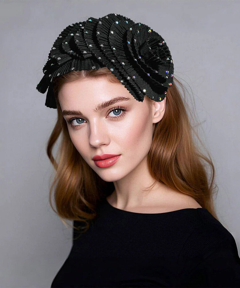 Boutique Black Acrylic Zircon Flora HairPiece - Image 5