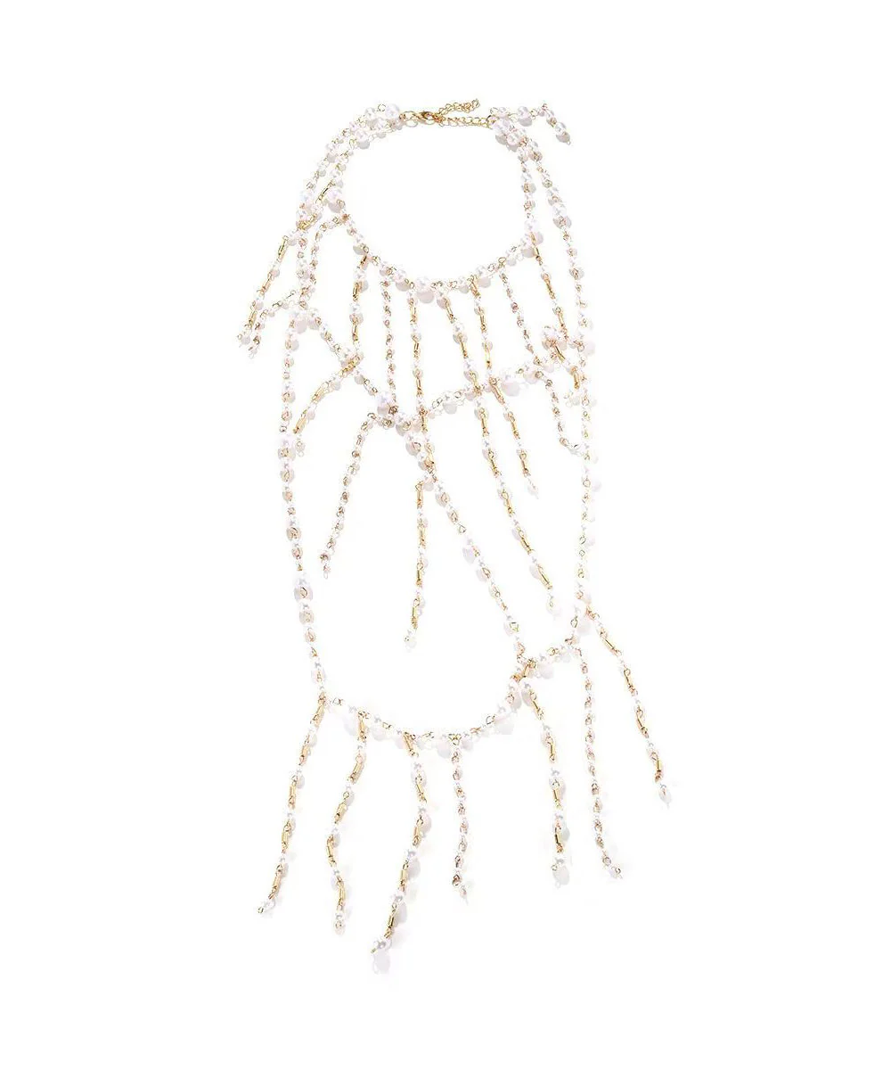 Boutique Black Alloy Glass Beading Tassel Pendant Necklace - Image 4
