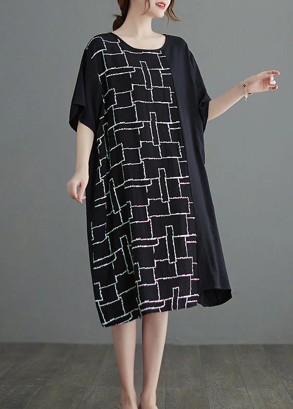 Boutique Black asymmetrical design Dress Short Sleeve - Image 2