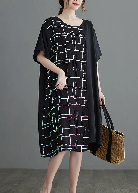 Boutique Black asymmetrical design Dress Short Sleeve - Image 3