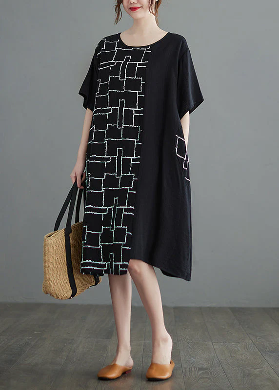Boutique Black asymmetrical design Dress Short Sleeve - Image 4