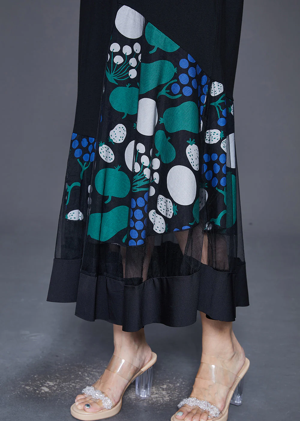 Boutique Black Asymmetrical Patchwork Hollow Out Cotton Long Dress Summer - Image 5