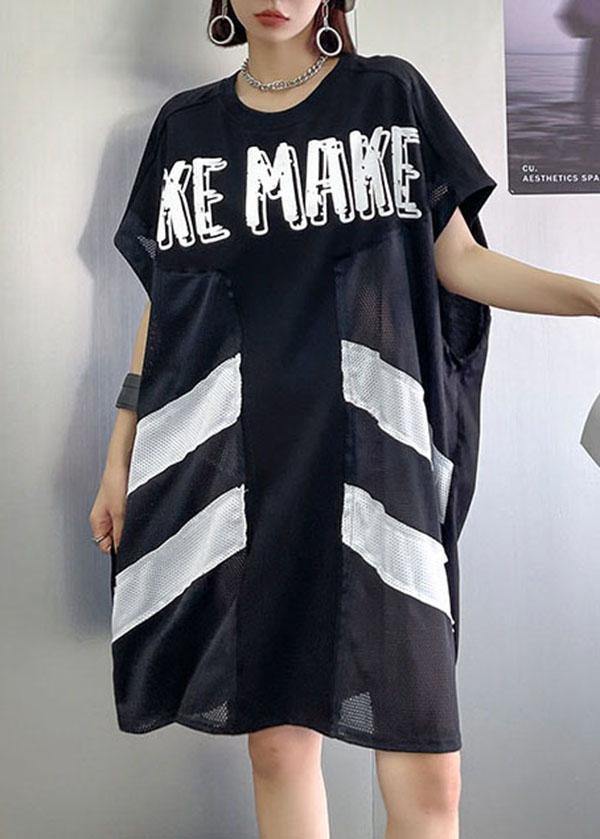 Boutique Black O-Neck Patchwork Sleeve less Dress - Image 3