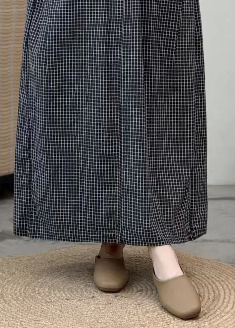 Boutique Black Oversized Plaid Cotton Skirts Summer - Image 5