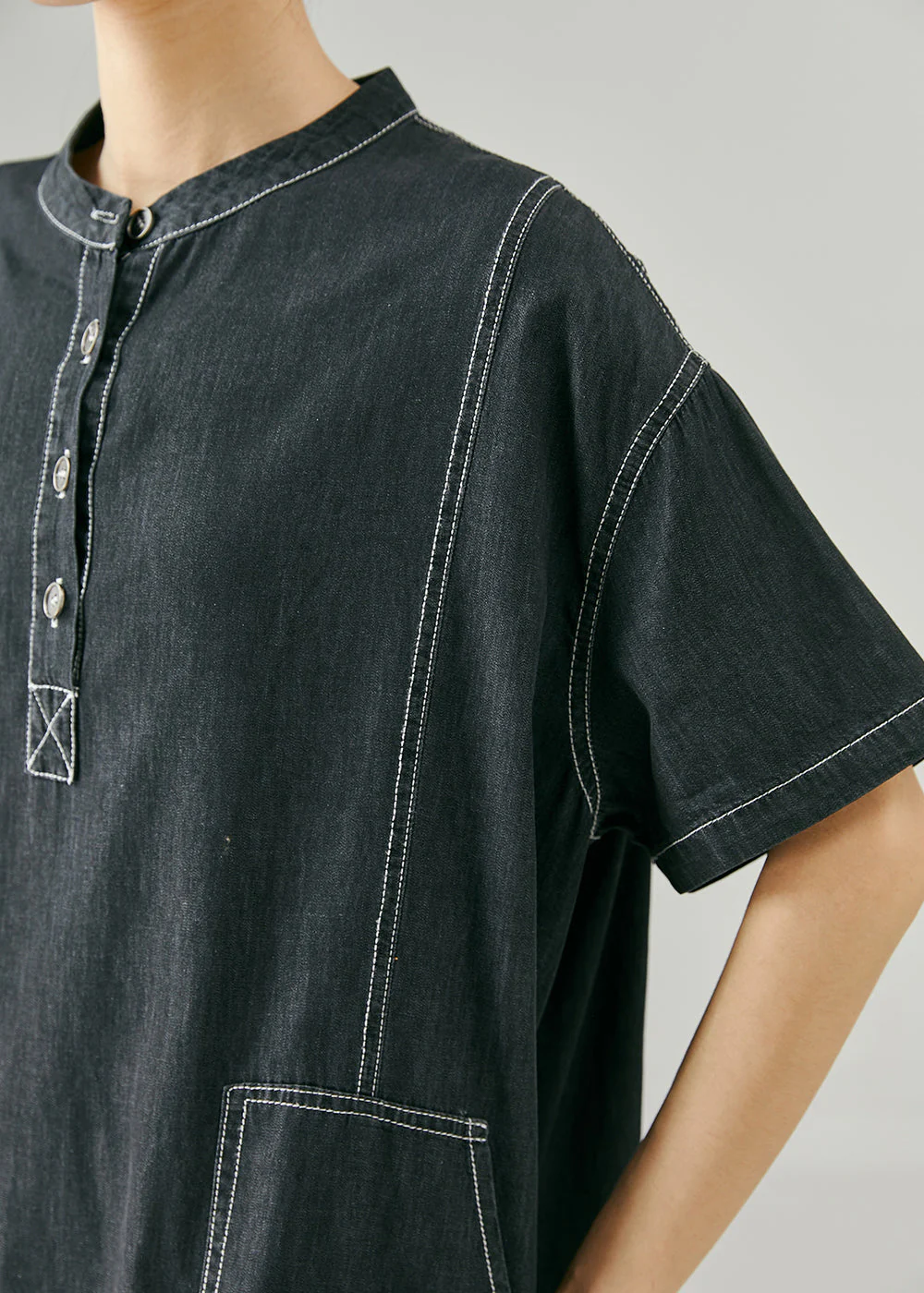 Boutique Black Oversized Side Open Denim Long Dress Summer - Image 5