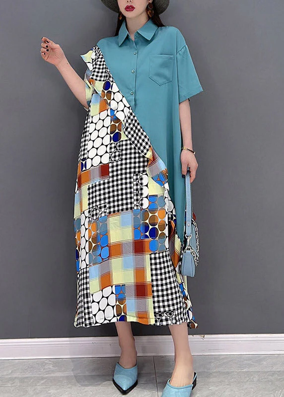 Boutique Black Peter Pan Collar Ruffles Patchwork Shirt Dresses Short Sleeve - Image 2