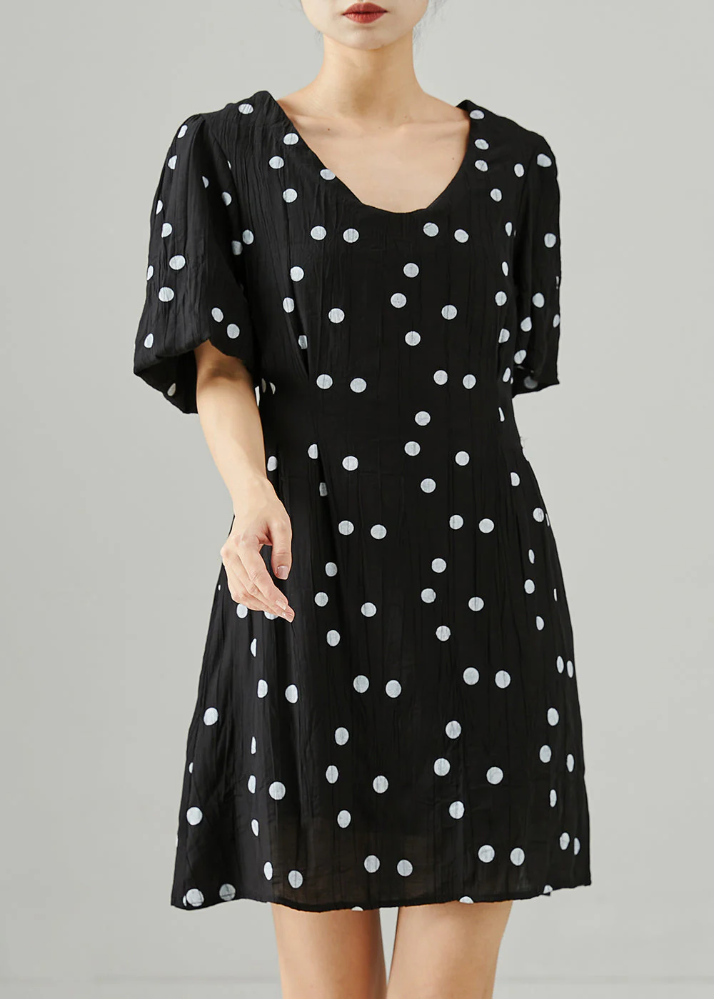 Boutique Black Puff Sleeve Print Cotton Dresses Summer - Image 2