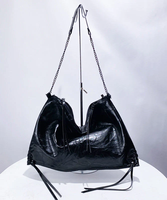 Boutique Black Solid Durable Faux Leather Flap Bag - Image 2