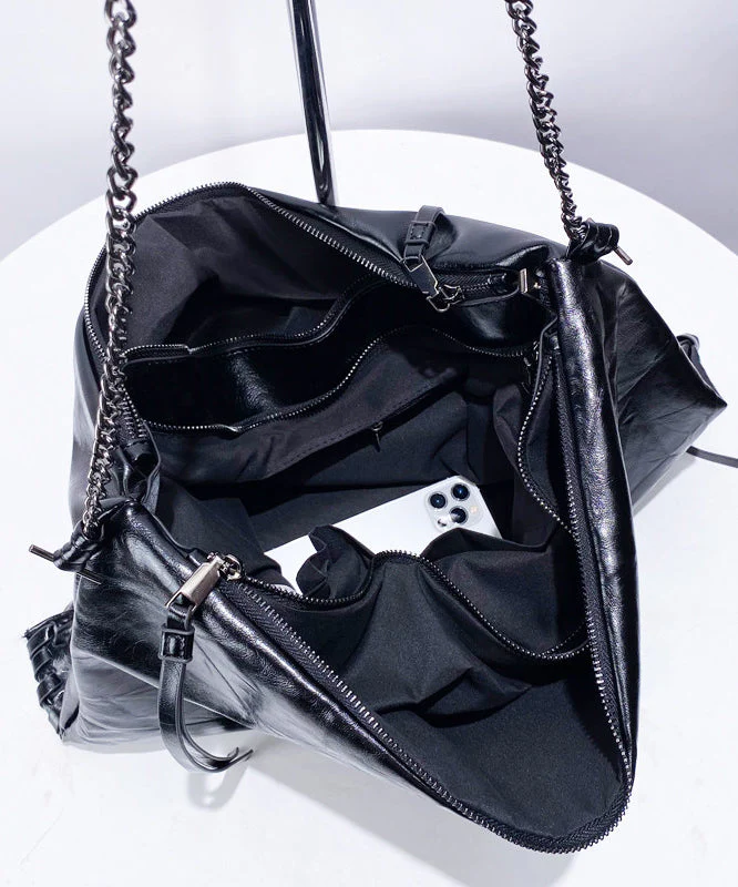 Boutique Black Solid Durable Faux Leather Flap Bag - Image 5