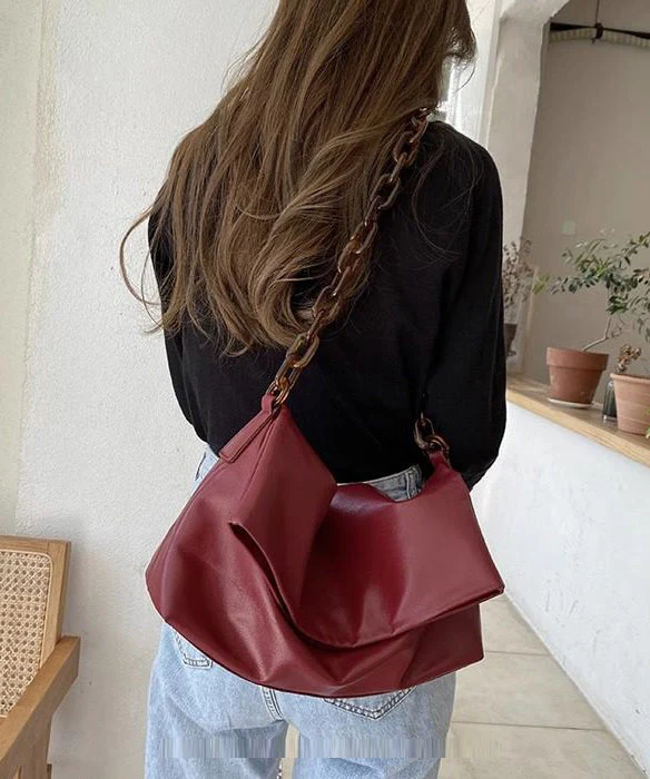 Boutique Black Solid Durable Leather Flap Bag - Image 4