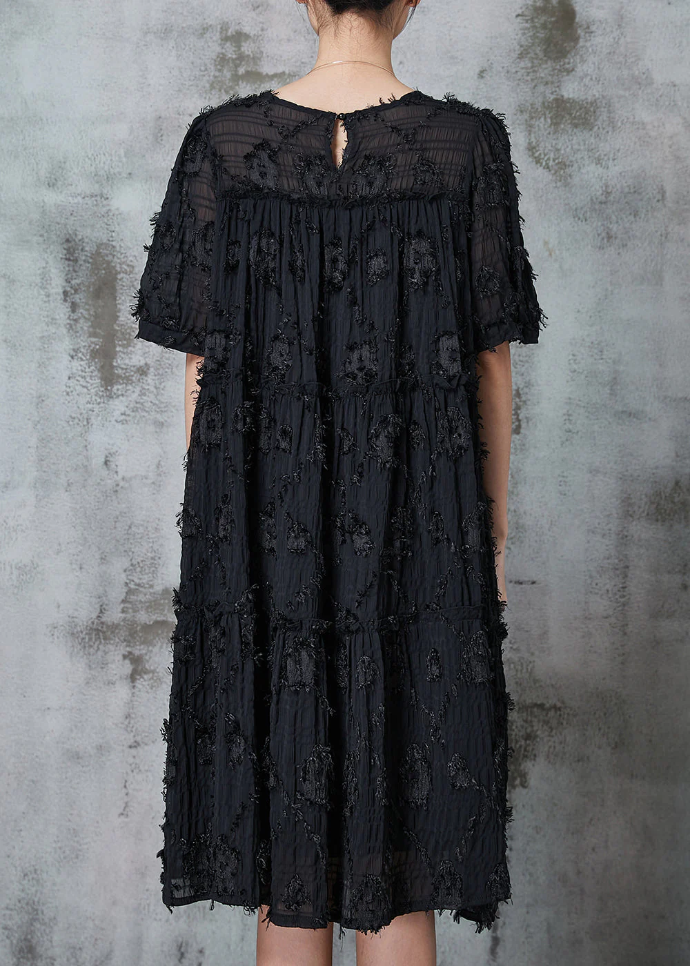 Boutique Black Tasseled Zircon Cotton Dresses Summer - Image 4