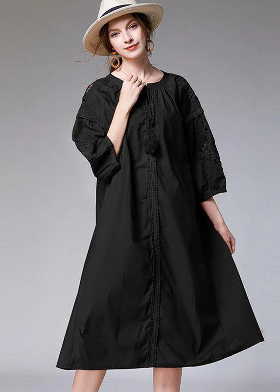 Boutique Black Three Quarter Sleeve Fashion Patchwork Spring Party Dresses - Image 3