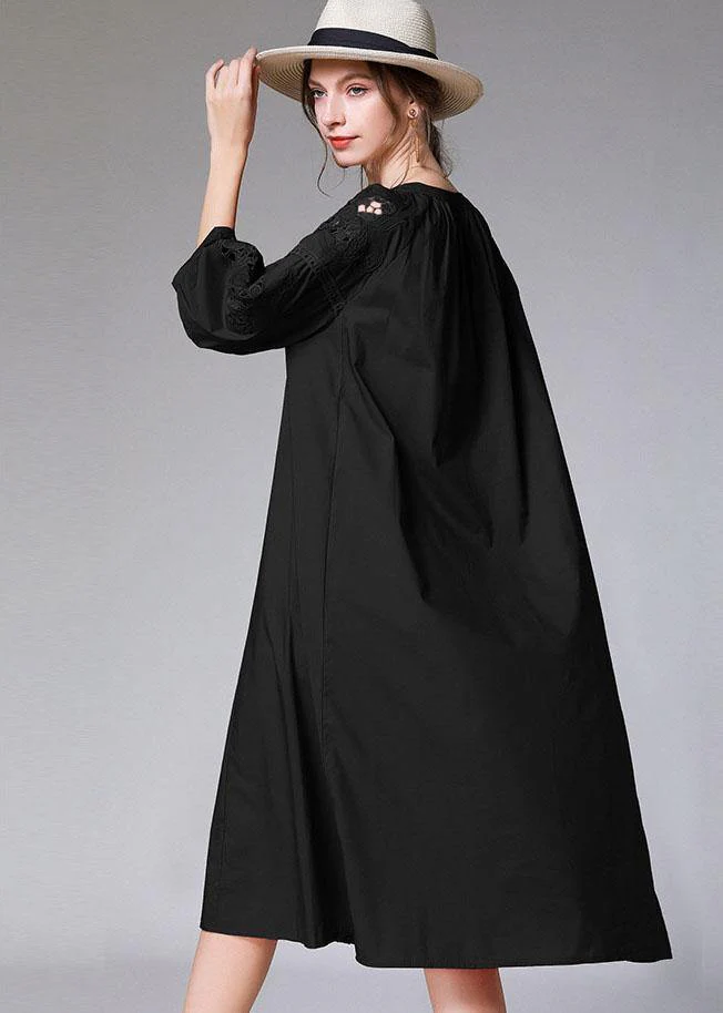 Boutique Black Three Quarter Sleeve Fashion Patchwork Spring Party Dresses - Image 4
