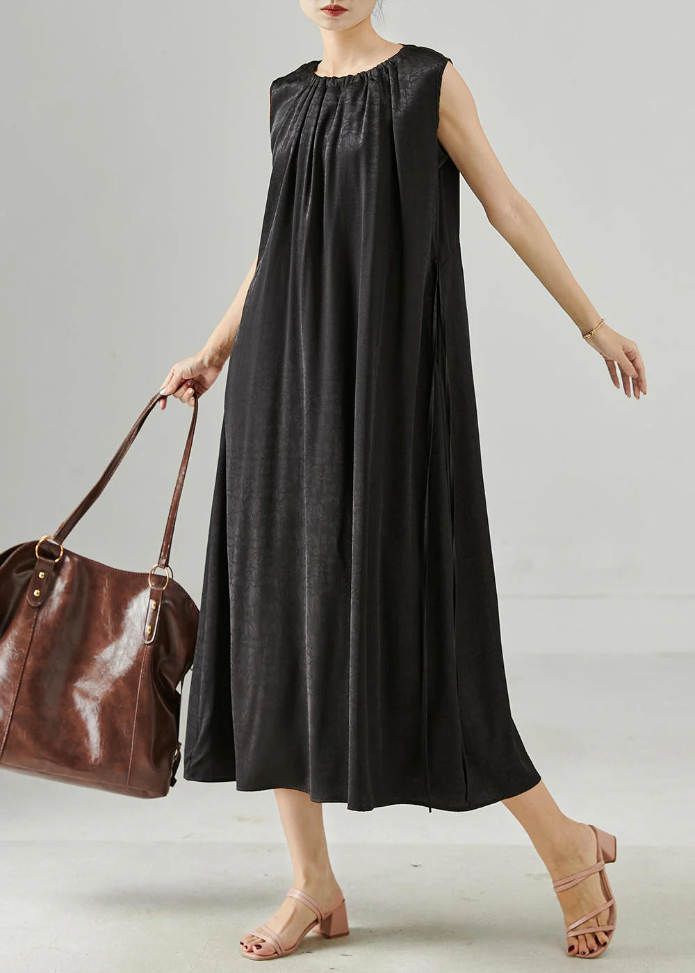 Boutique Black Wear On Both Sides Silk Dress Sleeveless - Image 2