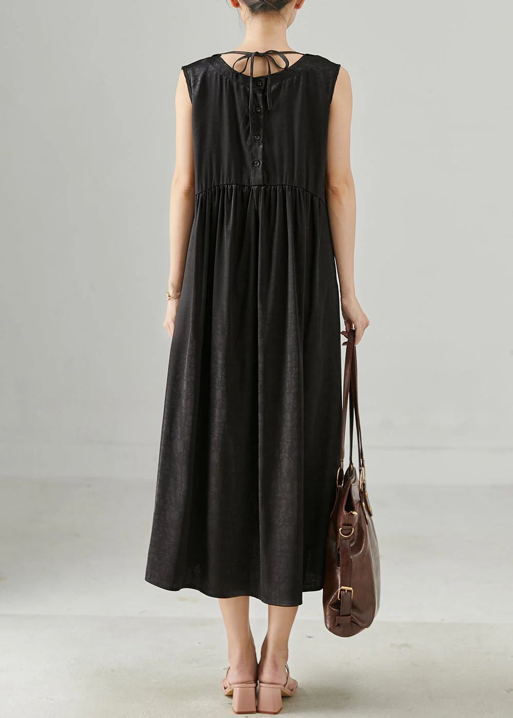 Boutique Black Wear On Both Sides Silk Dress Sleeveless - Image 4