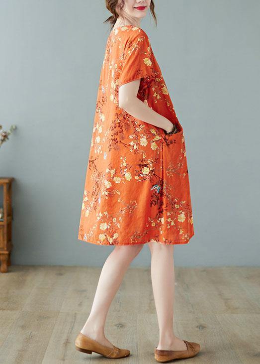 Boutique Blue Pockets Print Mini Dresses O Neck - Image 2