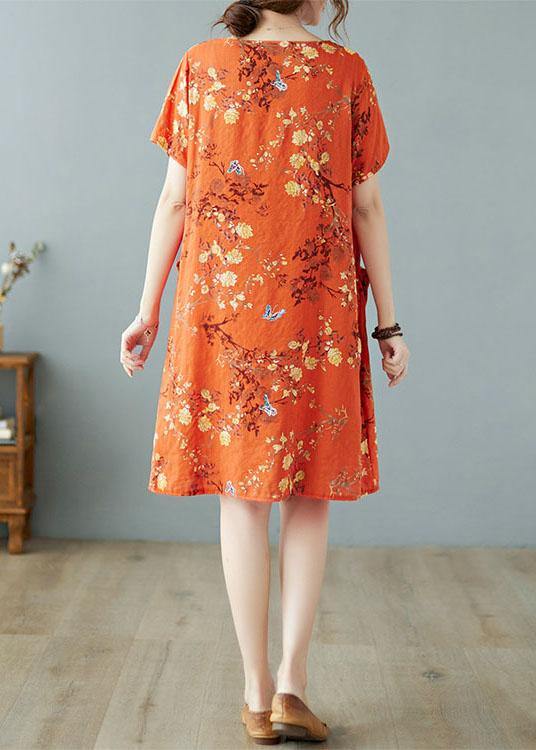 Boutique Blue Pockets Print Mini Dresses O Neck - Image 4
