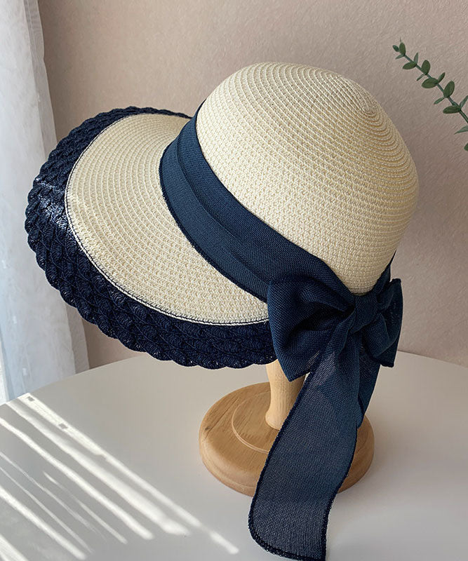 Boutique Coffee Bow Straw Woven Holiday Floppy Sun Hat - Image 5