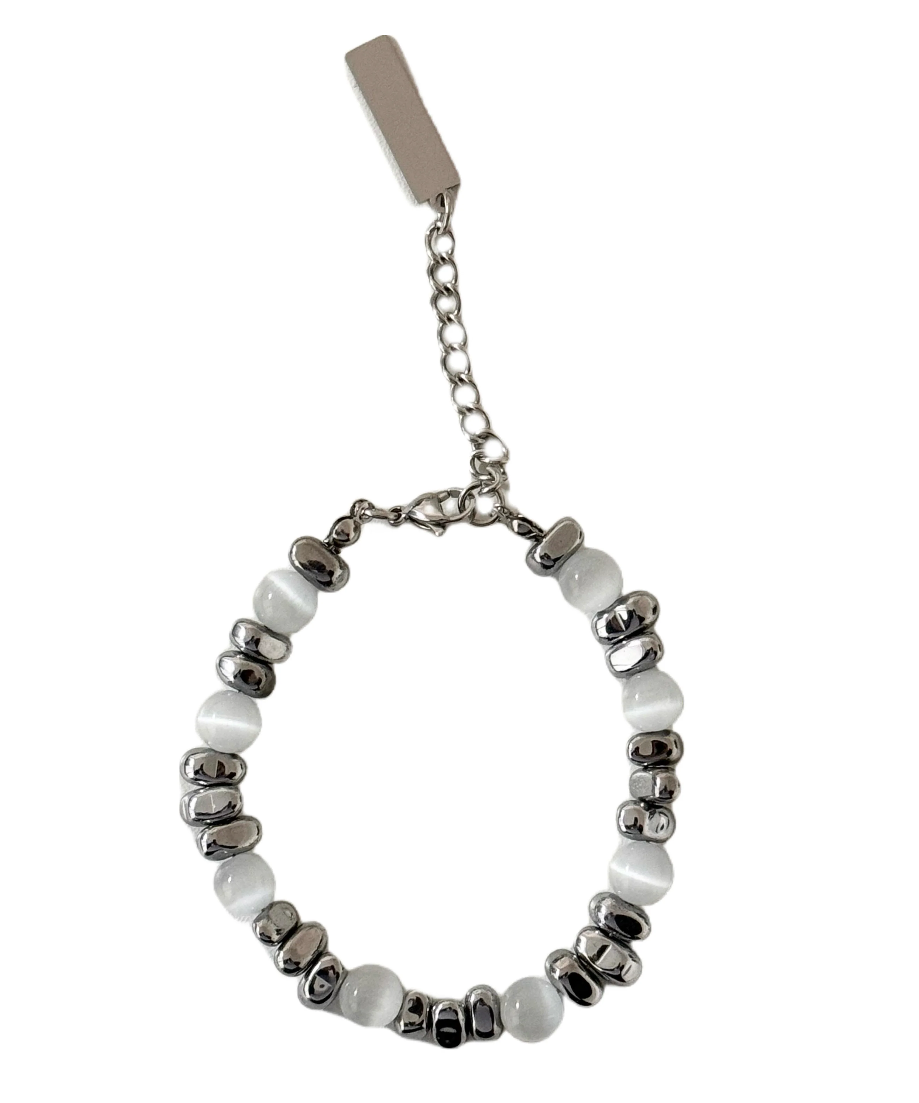Boutique Colorblock Stainless Steel Cat's Eye Patchwork Charm Bracelet - Image 5