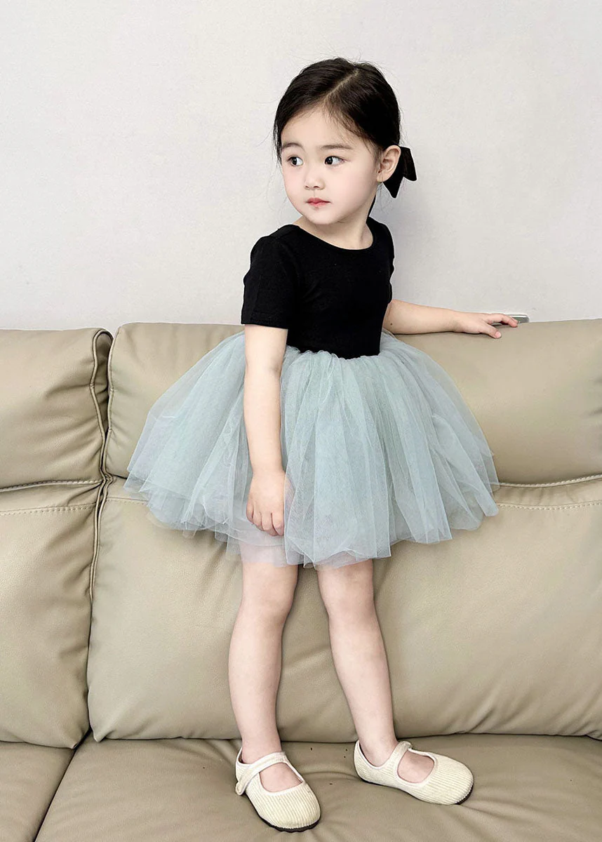 Boutique Colorblock Wrinkled Patchwork Tulle Kids Girls Princess Dress Summer - Image 3