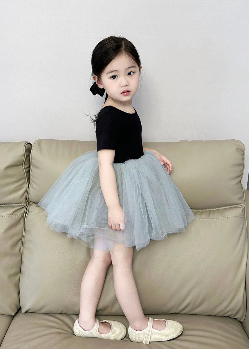 Boutique Colorblock Wrinkled Patchwork Tulle Kids Girls Princess Dress Summer - Image 4
