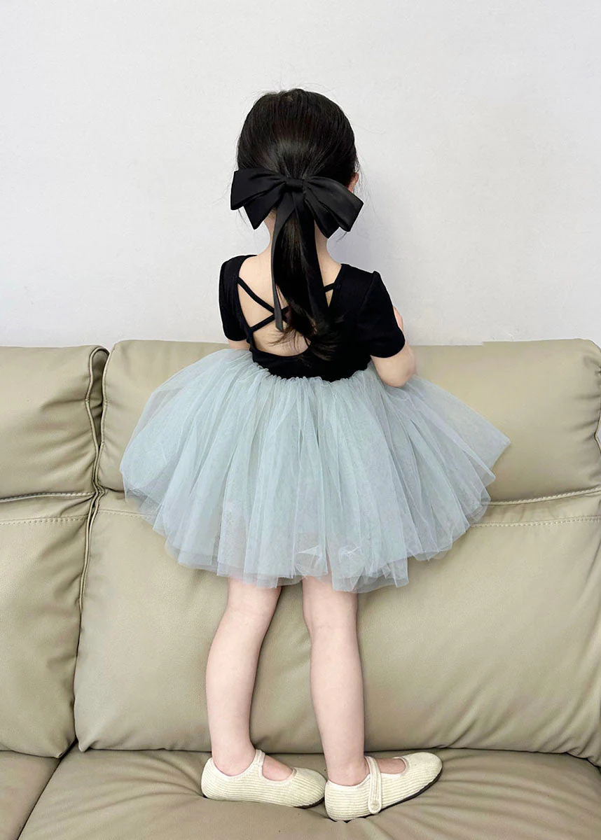Boutique Colorblock Wrinkled Patchwork Tulle Kids Girls Princess Dress Summer - Image 5