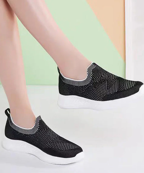 Boutique Flat Shoes For Women Black Knit Fabric - Image 5